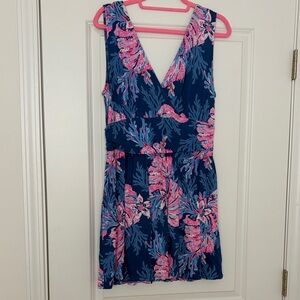 Lilly Pulitzer romper with Navy with Pink Floral Print